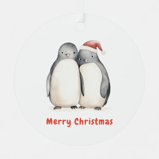 Penguin Weihnachten Ornament Aus Metall (Vorderseite)