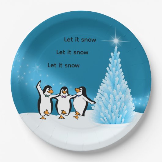 Penguin Weihnachten Pappteller (Vorderseite)