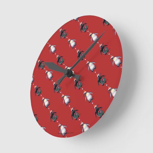 Penguin Weihnachten Runde Wanduhr (Winkel)