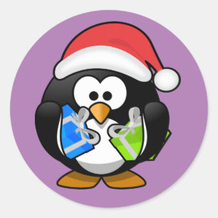 Penguin Weihnachten Runder Aufkleber