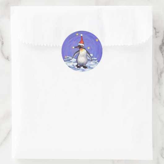 Penguin Weihnachten Runder Aufkleber (Tasche)
