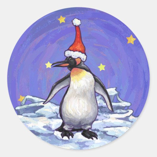 Penguin Weihnachten Runder Aufkleber (Vorderseite)