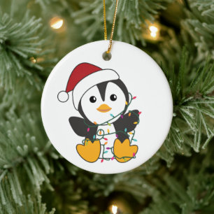 Penguin Weihnachten Schnee Winter Tiere Pinguine Keramik Ornament