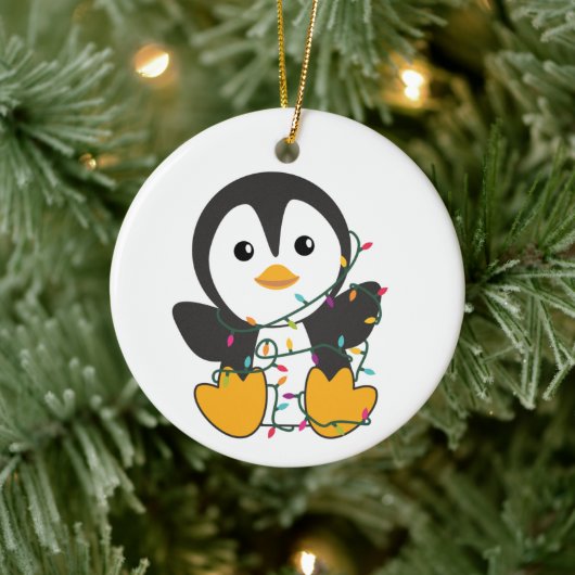 Penguin Weihnachten Schnee Winter Tiere Pinguine Keramik Ornament (Baum)