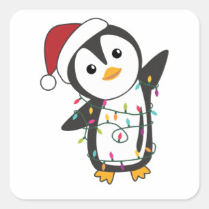 Penguin Weihnachten Schnee Winter Tiere Pinguine Quadratischer Aufkleber