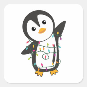 Penguin Weihnachten Schnee Winter Tiere Pinguine Quadratischer Aufkleber