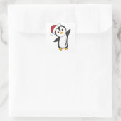 Penguin Weihnachten Schnee Winter Tiere Pinguine Quadratischer Aufkleber (Tasche)