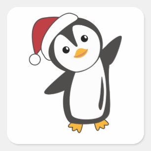 Penguin Weihnachten Schnee Winter Tiere Pinguine Quadratischer Aufkleber