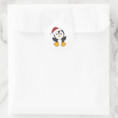 Penguin Weihnachten Schnee Winter Tiere Pinguine Runder Aufkleber (Tasche)