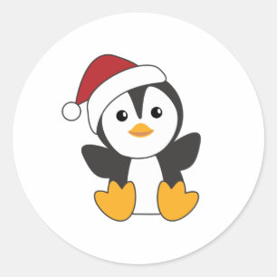 Penguin Weihnachten Schnee Winter Tiere Pinguine Runder Aufkleber