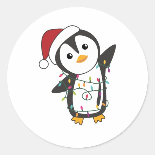 Penguin Weihnachten Schnee Winter Tiere Pinguine Runder Aufkleber (Vorderseite)