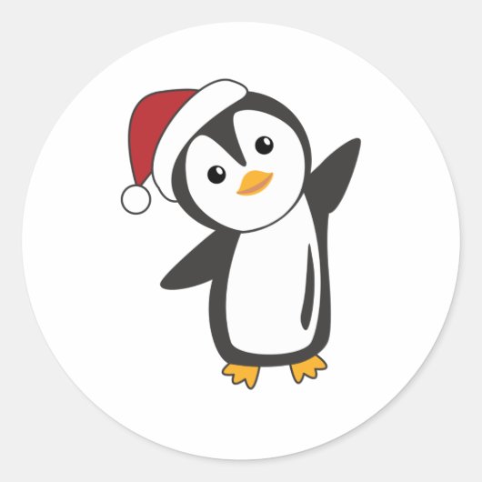 Penguin Weihnachten Schnee Winter Tiere Pinguine Runder Aufkleber (Vorderseite)