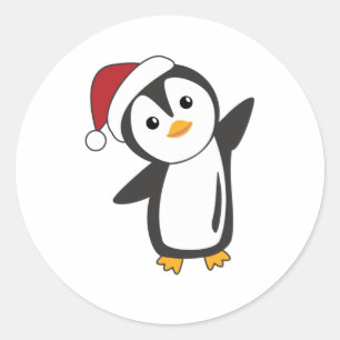 Penguin Weihnachten Schnee Winter Tiere Pinguine Runder Aufkleber