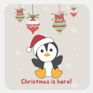 Penguin Weihnachten Schnee Winter Tiere Pinguine S Quadratischer Aufkleber