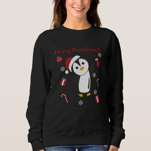Penguin Weihnachten Schnee Winter Tiere Pinguine Sweatshirt (Vorderseite)