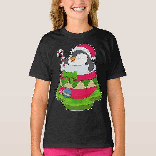 Penguin Weihnachten Zuckerrohr T-Shirt (Vorderseite)