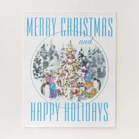 Penguin Weihnachts-Feier 16"x20" Puzzle (Vertikal)