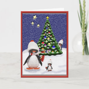 Penguin Weihnachts-Paradies Kunst Custom Feiertagskarte