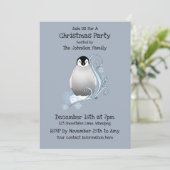 Penguin Weihnachts-Party Einladung (Stehend Vorderseite)