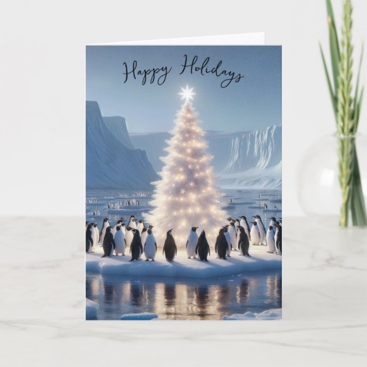 Penguin Weihnachts-Party Feiertagskarte (Vorderseite)