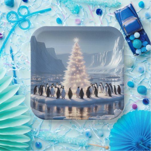 Penguin Weihnachts-Party Pappteller (Party)