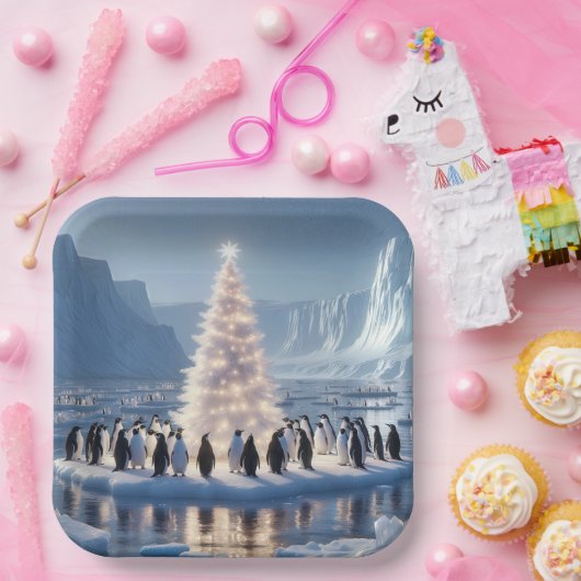 Penguin Weihnachts-Party Pappteller (Party)