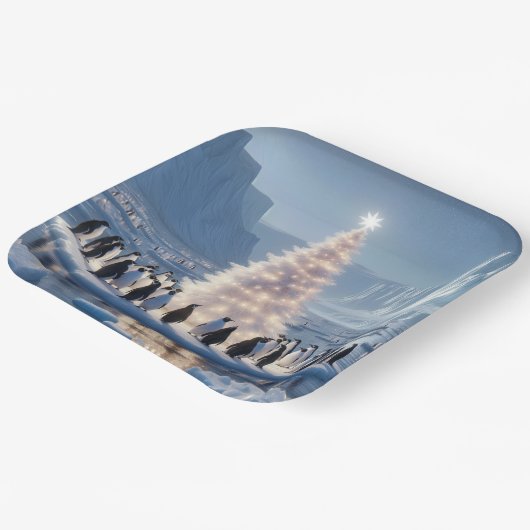 Penguin Weihnachts-Party Pappteller (Gewinkelt)