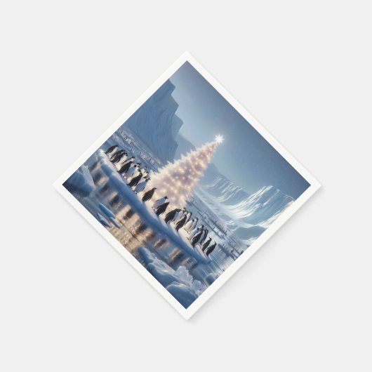 Penguin Weihnachts-Party Serviette (Ecke)