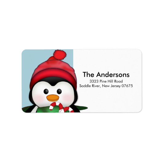Penguin Weihnachts-Rücksendeadresse Adressaufkleber (Vorne)