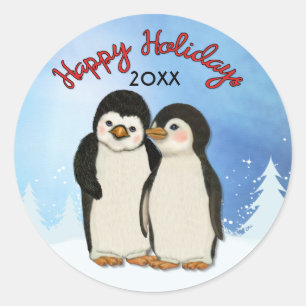 Penguin Weihnachtsaufkleber Runder Aufkleber