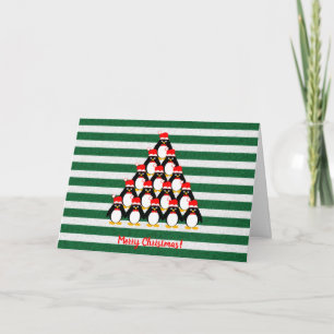 Penguin Weihnachtsbaum Striped Holiday Card Feiertagskarte