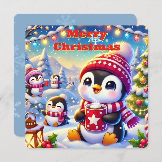 Penguin Weihnachtskarte Feiertagskarte (Vorne/Hinten)