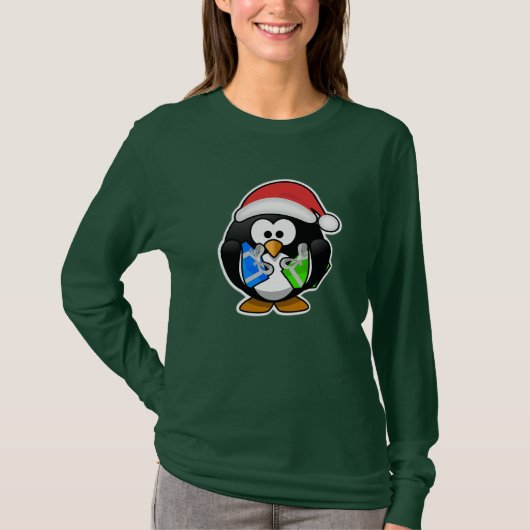 Penguin-Weihnachtsmann-Shirts T-Shirt (Vorderseite)