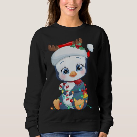 Penguin Weihnachtsmannmütze Weihnachten Pinguin Li Sweatshirt (Vorderseite)