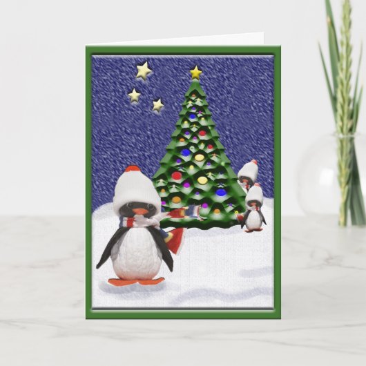 Penguin Weihnachtsparadies Feiertagskarte (Vorderseite)