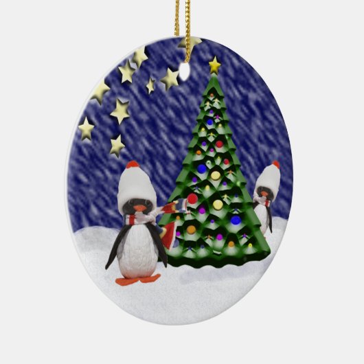 Penguin Weihnachtsparadies Keramikornament (Rechts)