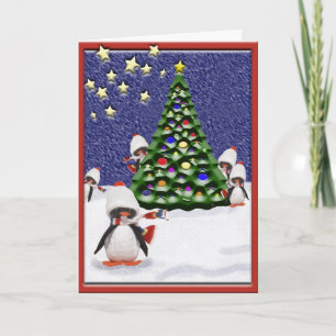 Penguin-Weihnachtsparadies Kunst individuell Feiertagskarte