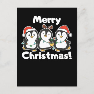 Penguin Weihnachtstiere Niedliche Pinguine Feiertagspostkarte
