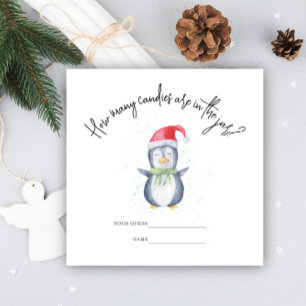 Penguin - Wie viele Bonbons Baby Duschgame Begleitkarte