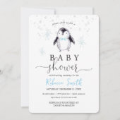 Penguin Winter Baby Dusche Einladung (Vorderseite)