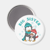 Penguin Winter Big Sister Magnet (Vorderseite/Rückseite)