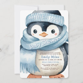 Penguin Winter Boy Babydusche Einladung
