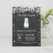Penguin Winter Boy zum Geburtstag Einladung (Stehend Vorderseite)