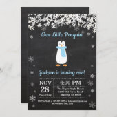Penguin Winter Boy zum Geburtstag Einladung (Vorne/Hinten)