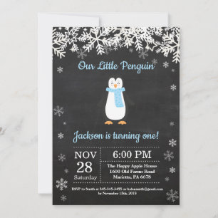 Penguin Winter Boy zum Geburtstag Einladung