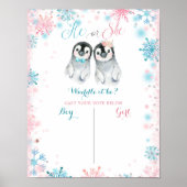 Penguin Winter Gender Reveal Board Poster (Vorne)