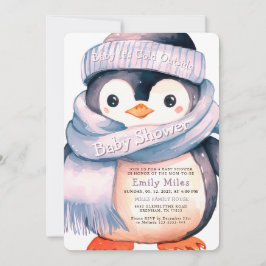 Penguin Winter Girl Babydusche Einladung