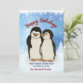 Penguin Winter Greetings Feiertagskarte (Stehend Vorderseite)