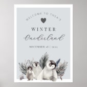 Penguin Winter Onederland Geburtstagszeichen Poster (Vorne)