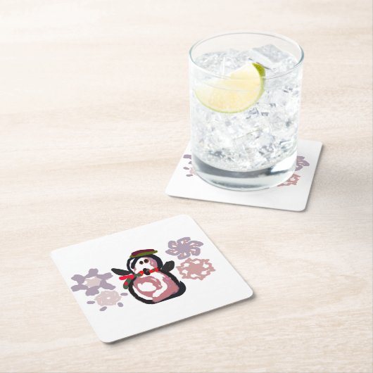 Penguin Winter  Rechteckiger Pappuntersetzer (Vor Ort)